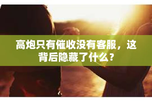 高炮只有催收没有客服，这背后隐藏了什么？