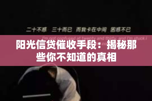 阳光信贷催收手段：揭秘那些你不知道的真相